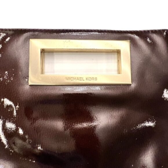 🎉SALE🎉 Michael Kors Berkley Large Clutch‎ Shiny Crimson Patent Leather Formal - Picture 6 of 9
